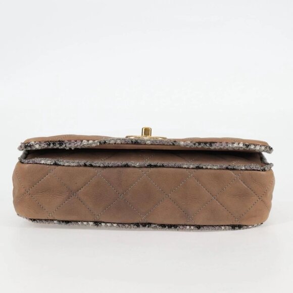 CHANEL Matelasse Chain Shoulder Bag Coated Canvas Beige CC Auth 118136A - Picture 7 of 16